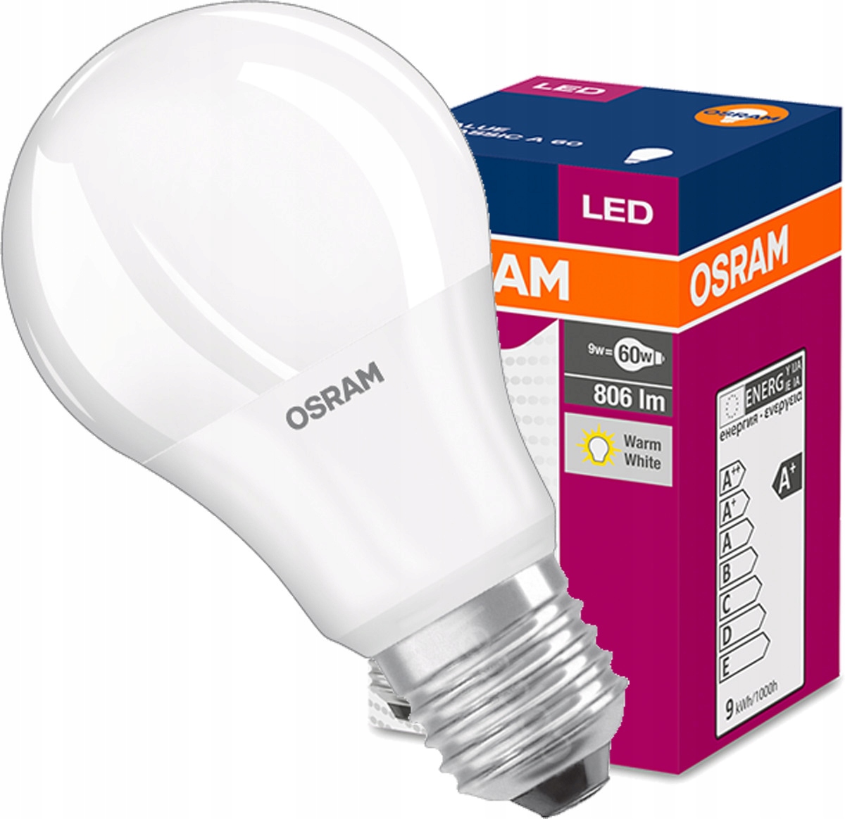 

Żarówka Led A60 E27 9W 60W 806lm Osram 2700K