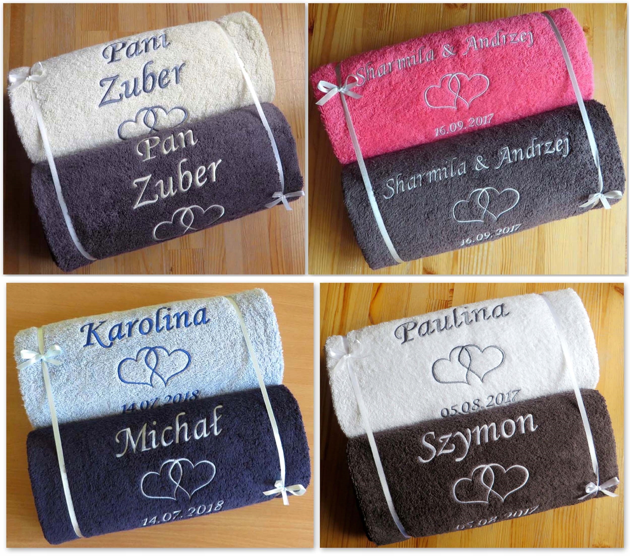 Ręczniki z DEDYKACJĄ haft PREZENT na rocznicę ŚLUB Marka Szydełkowa Kraina