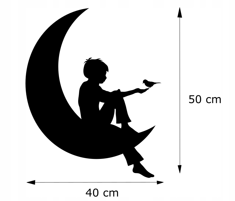 naklejka CHŁOPIEC NA KSIĘŻYCU 40x50cm różne KOLORY Szerokość produktu 40 cm