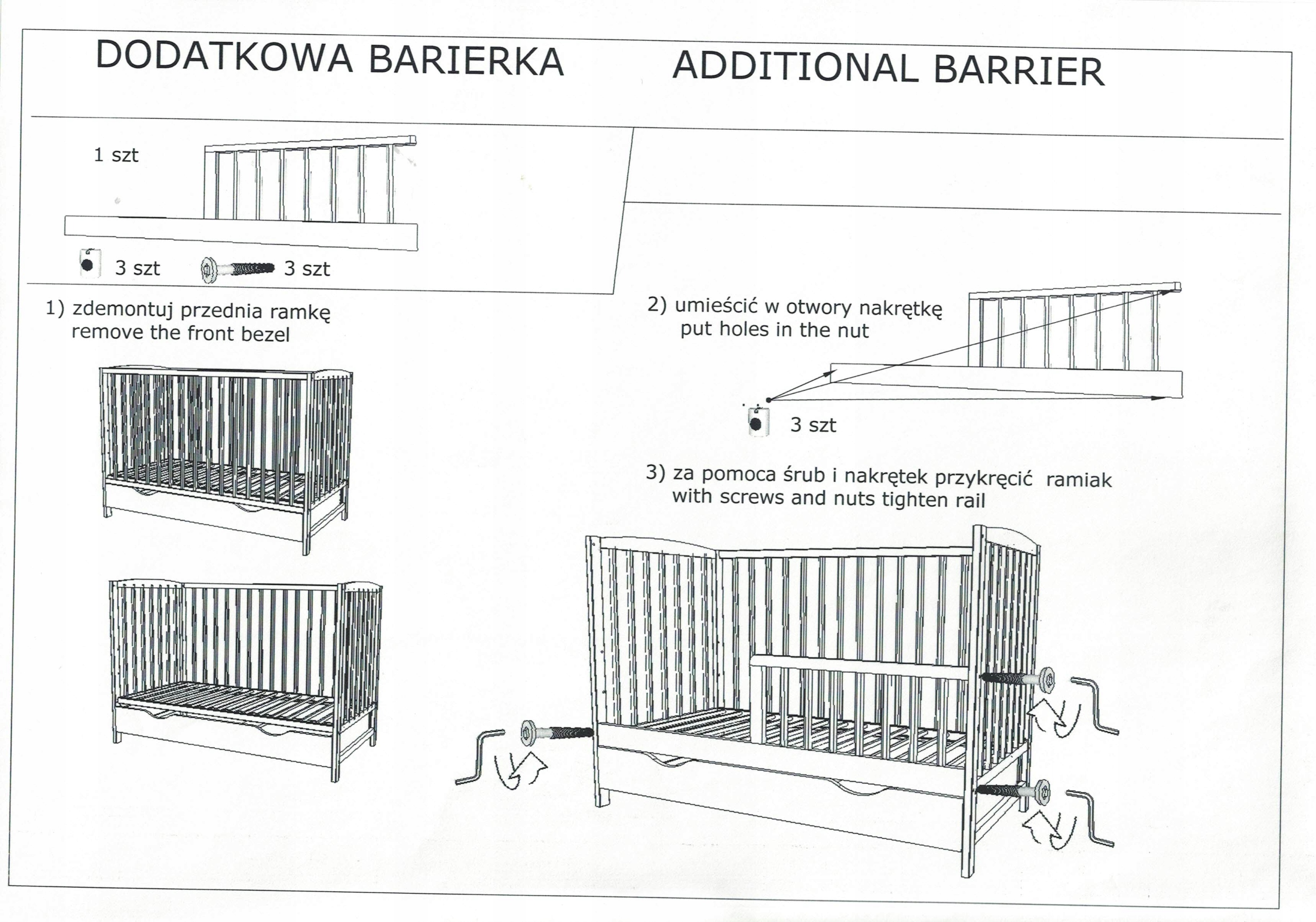 BARIERKA/PŁOTEK DO ŁÓŻECZKA DZIECIĘCEGO BIAŁEGO Kod producenta 01