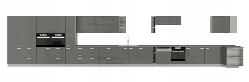 MEBLE KUCHENNE TORINO I/ BIANKA/ GREY POŁYSK MDF Liczba elementów w zestawie 7
