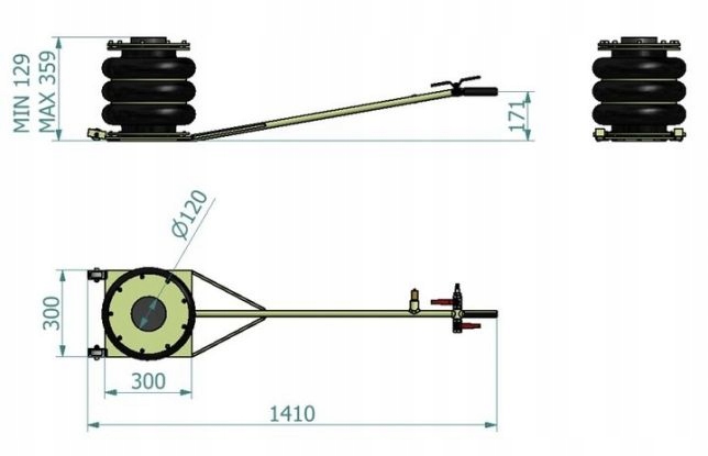 Пневматический подъемник снеговик 4,5 т польский PRODU