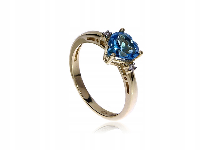 

Pierścionek Złoty 585 Brylanty Topaz Serce LgP505