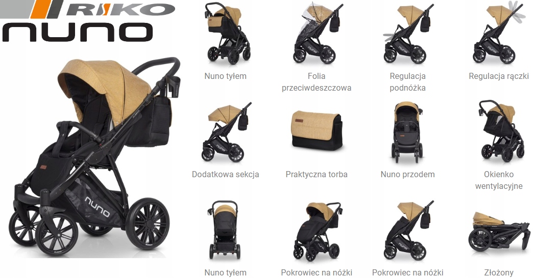 RIKO NUNO GREY FOX LEKKI WÓZEK SPACEROWY+AKCESORIA Model nuno