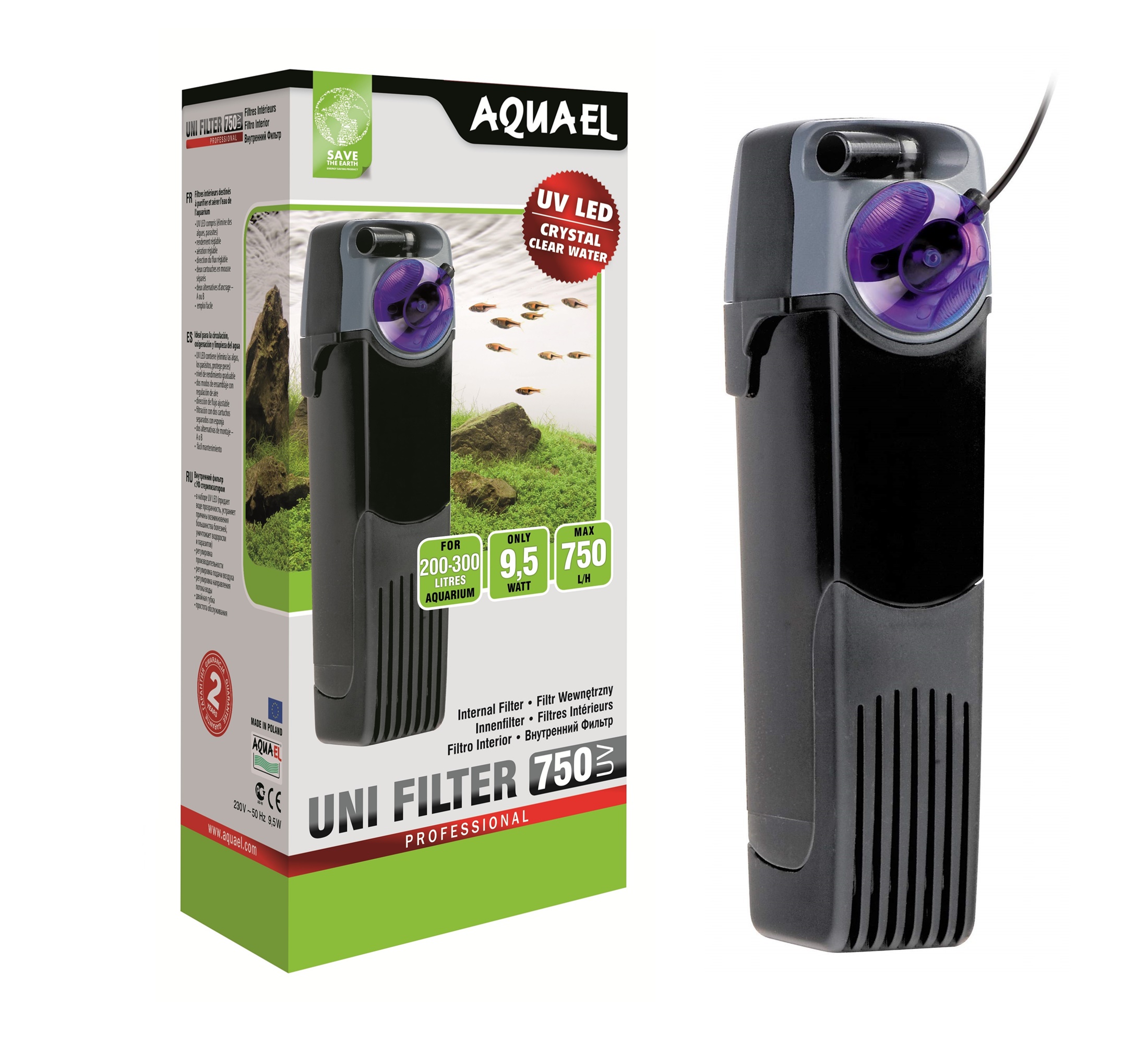 Vnitřní houbový filtr pro akvárium Aquael Unifilter 750 Uv