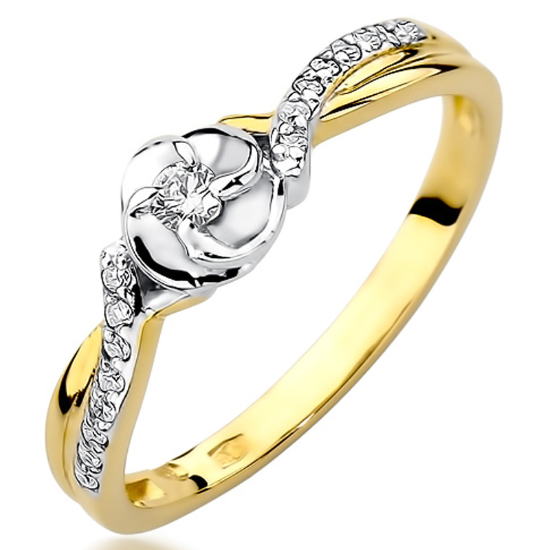 

Pierścionek Złoty Z Brylantami 0,12ct