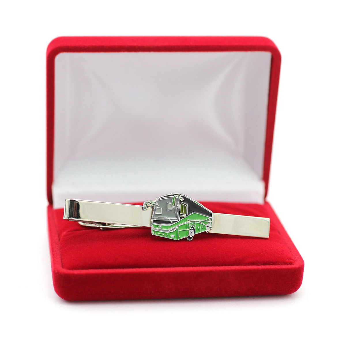 ZIELONY AUTOBUS KIEROWCY SPINKA DO KRAWATA Z ETUI Szerokość 65 mm