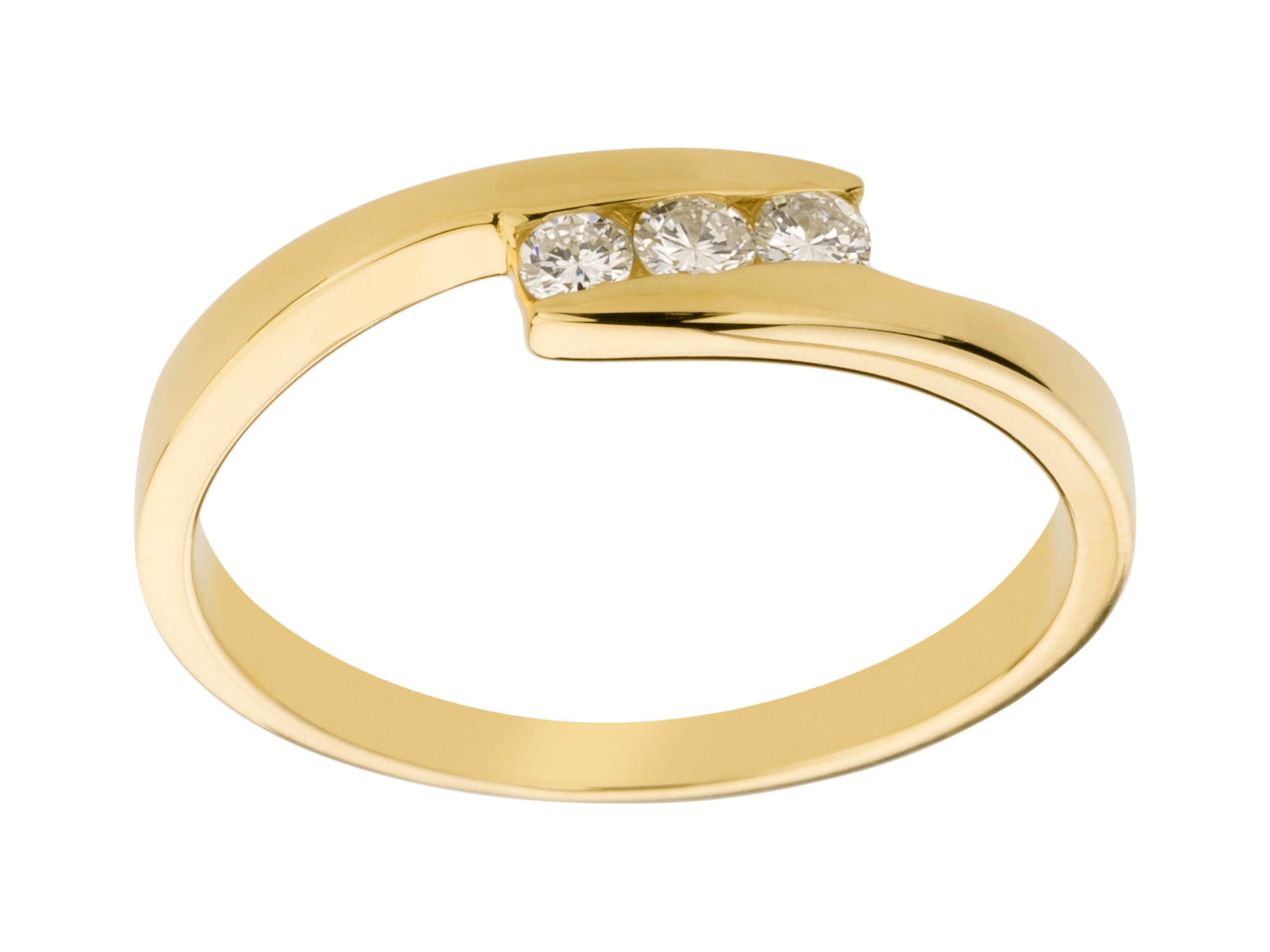 

Pierścionek Złoty z 3 Brylantami 0.12ct Vs/h