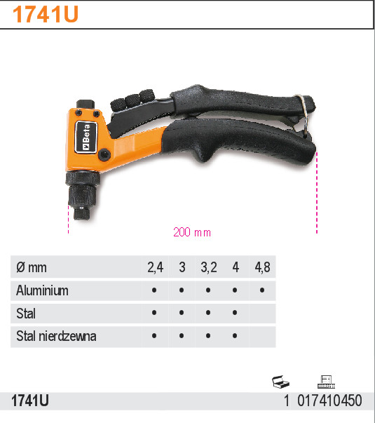 RECZNA NITOWNICA BOCZNA BETA 1741U 4 KONCOWKI EAN 8014230653419
