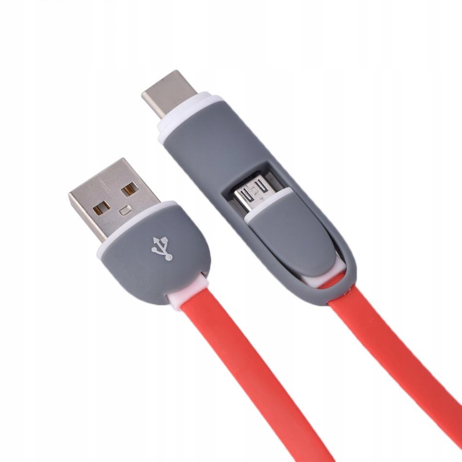 

Kabel Usb-c typ C i micro Usb 2w1 1m płaski