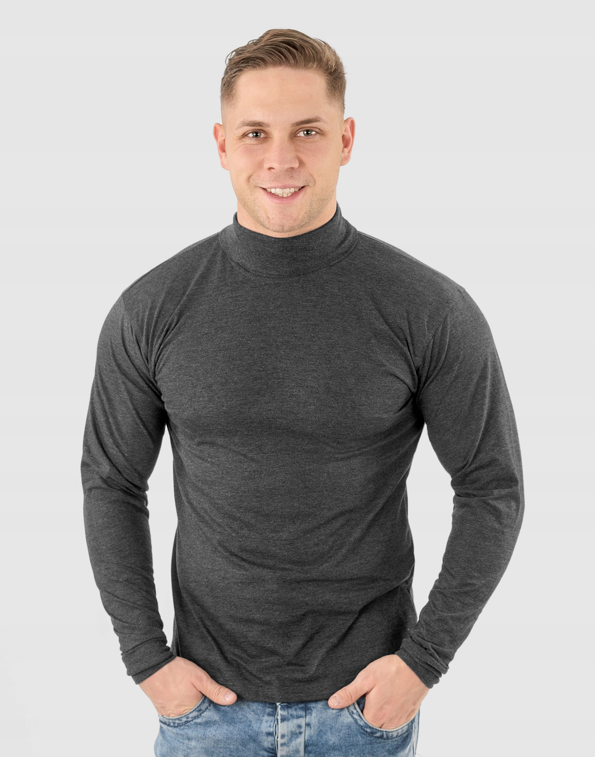 Elegancki Sweter Golf Męski Golfy WXM XL antracyt Rozmiar XL