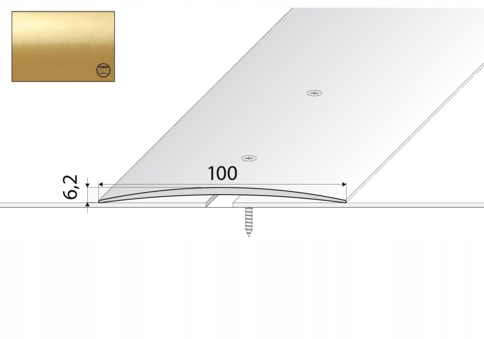 

Listwa łączeniowa A72 aluminiowa 100x10cm Złoto