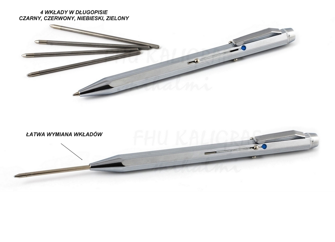 DŁUGOPIS METALOWY 4 - KOL.+ 4 DODATKOWE WKŁADY Kod producenta O2-201VC