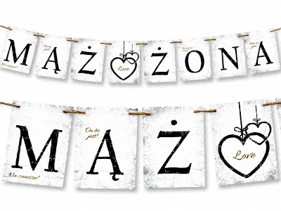 

Baner Weselny Ślubny Napis Mąż Żona Wesele 100 CM