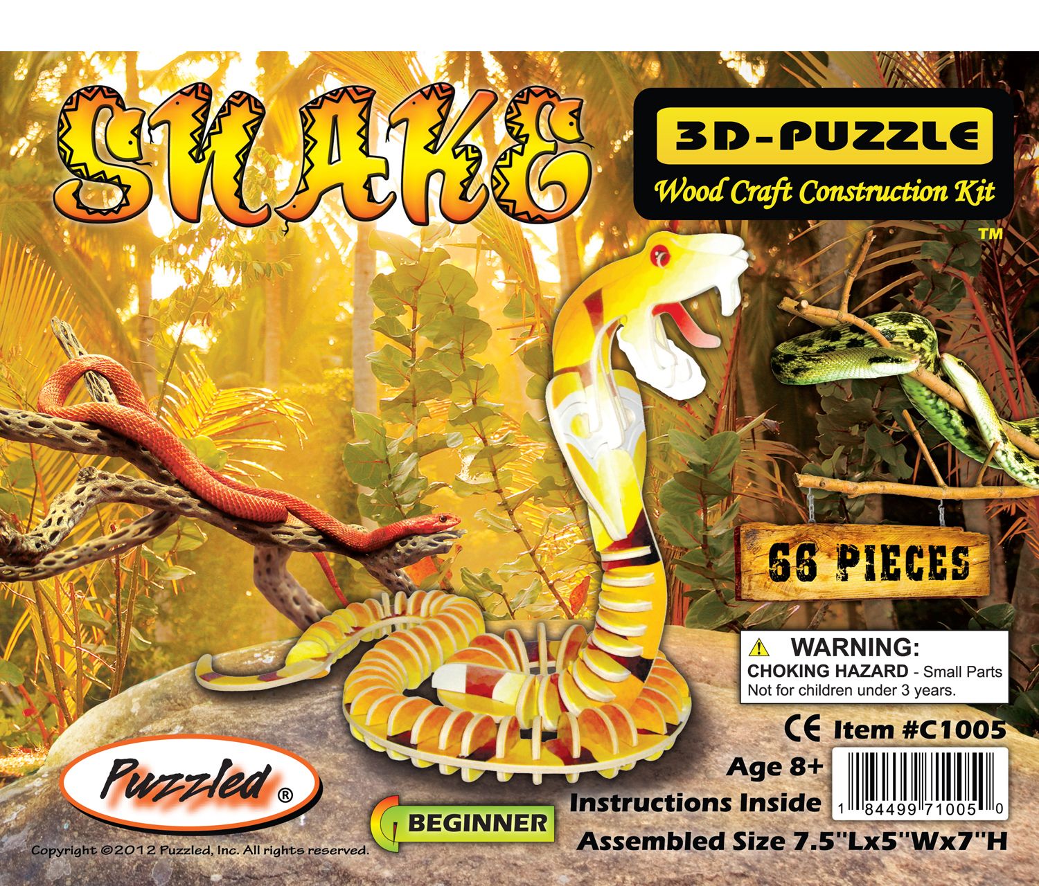 PUZZLE DREWNIANE 3D PRZESTRZENNE WĄŻ KOBRA color Marka Sea-Land