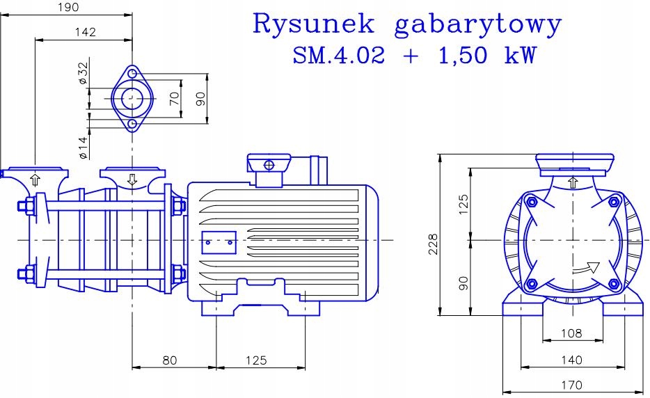 Pompa GRUDZIĄDZ SM 4.02 1,5 kW 400V dwustopniowa Moc silnika 1500 W