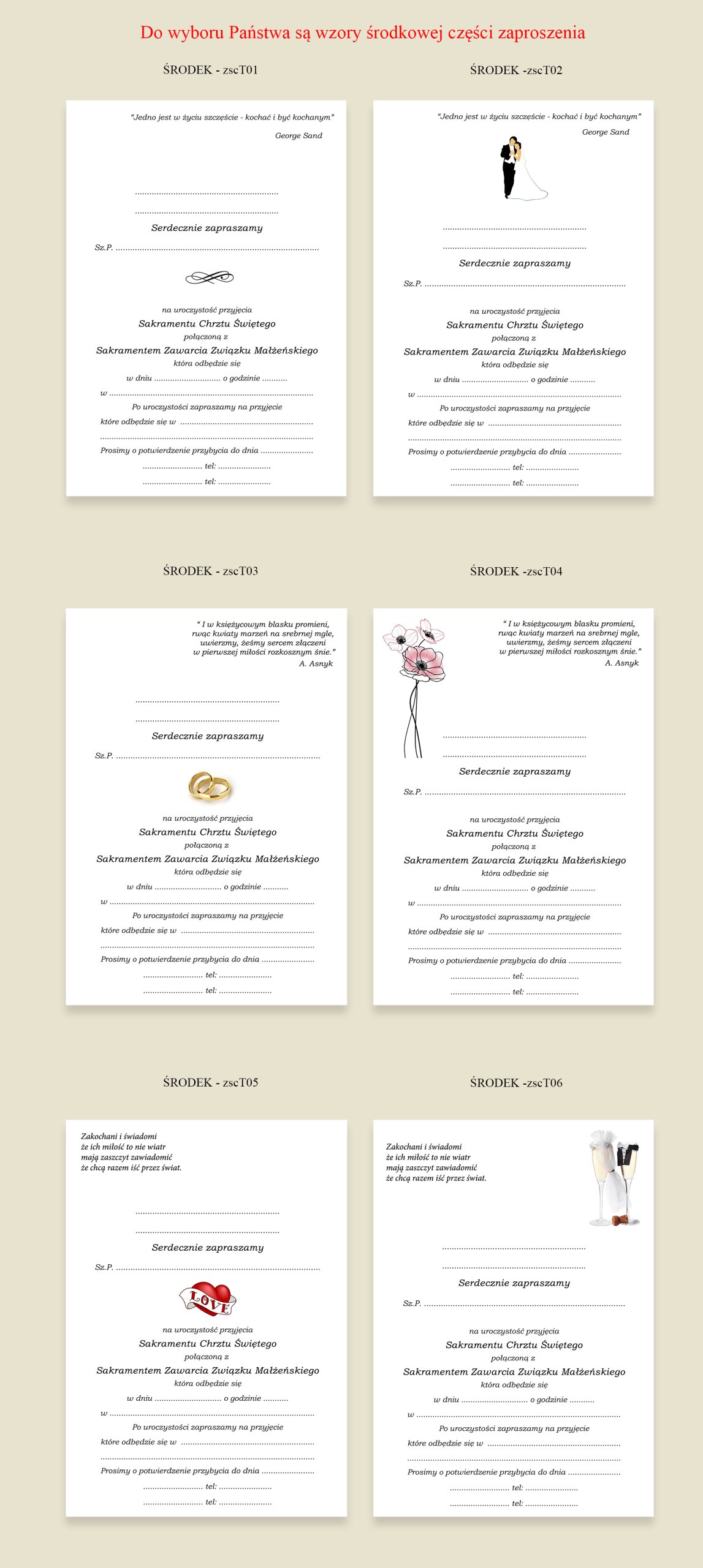 Zaproszenia na CHRZEST i ŚLUB 2 w 1 + KOPERTA Liczba sztuk 5000 szt.