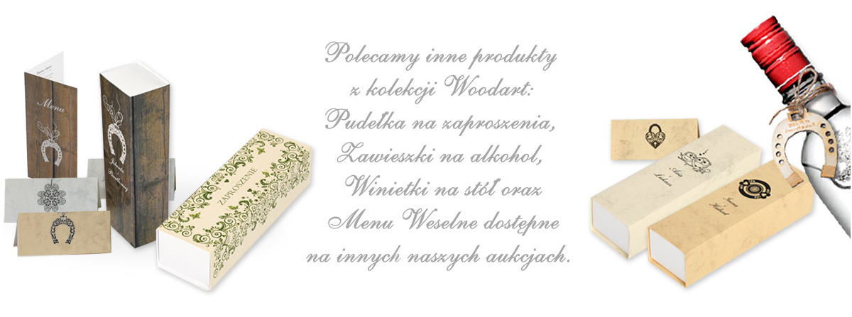 OPAKOWANIE, PUDEŁKO NA ZAPROSZENIE WOODART RULON Kolor dominujący brązowy