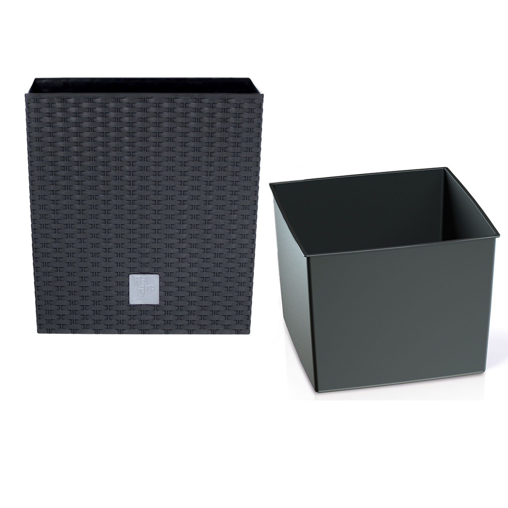 

Doniczka z wkładem 20cmx20cm Rattanowa Antracyt