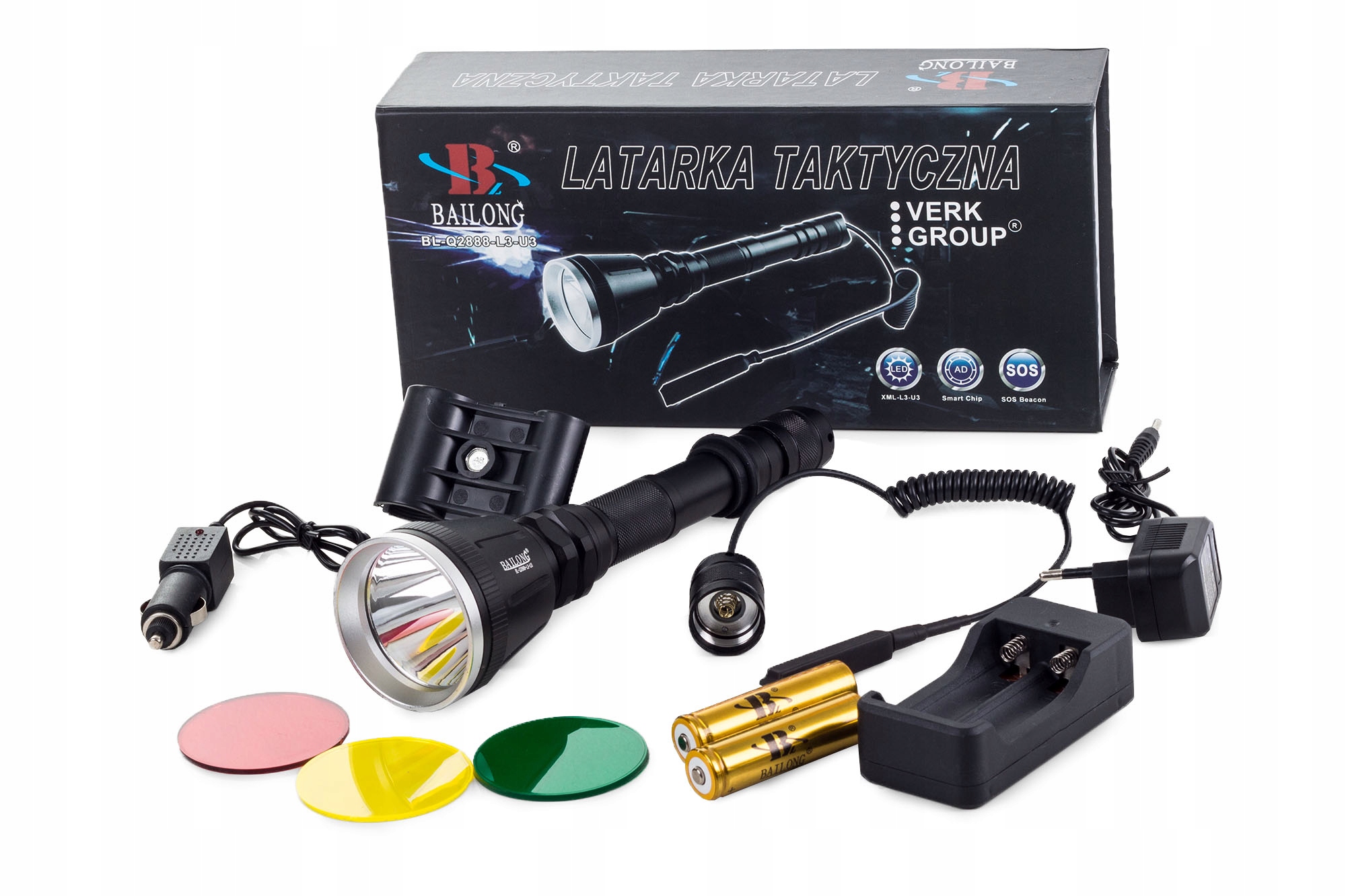 LATARKA MYŚLIWSKA NA BROŃ BAILONG LED BL-Q2888 Źródło światła LED