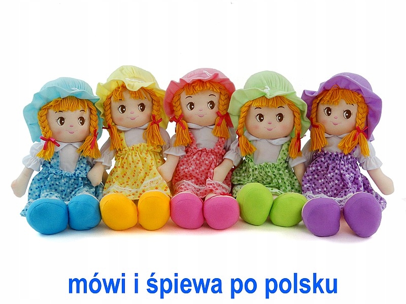 LALKA szmaciana DUŻA przytulanka ZUZIA mówi ŚPIEWA zielona ŻABKA żaba Materiał plastik tkanina