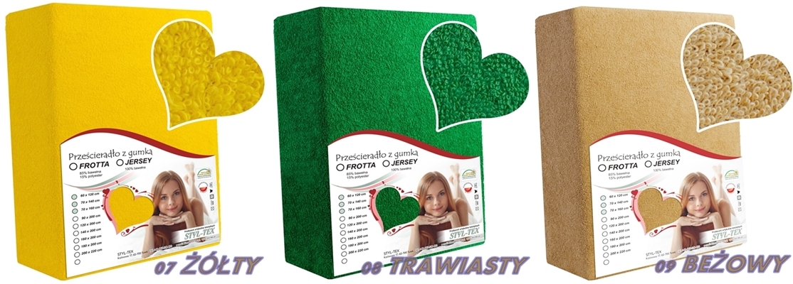 PRZEŚCIERADŁO FROTTA Z GUMKĄ 70x180 GRUBE POLSKIE Marka STYL-TEX