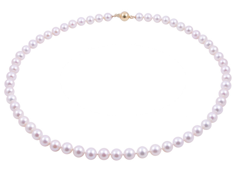 Klasický Perlový Náhrdelník Se Zlatým Zapínáním 7-8 MM