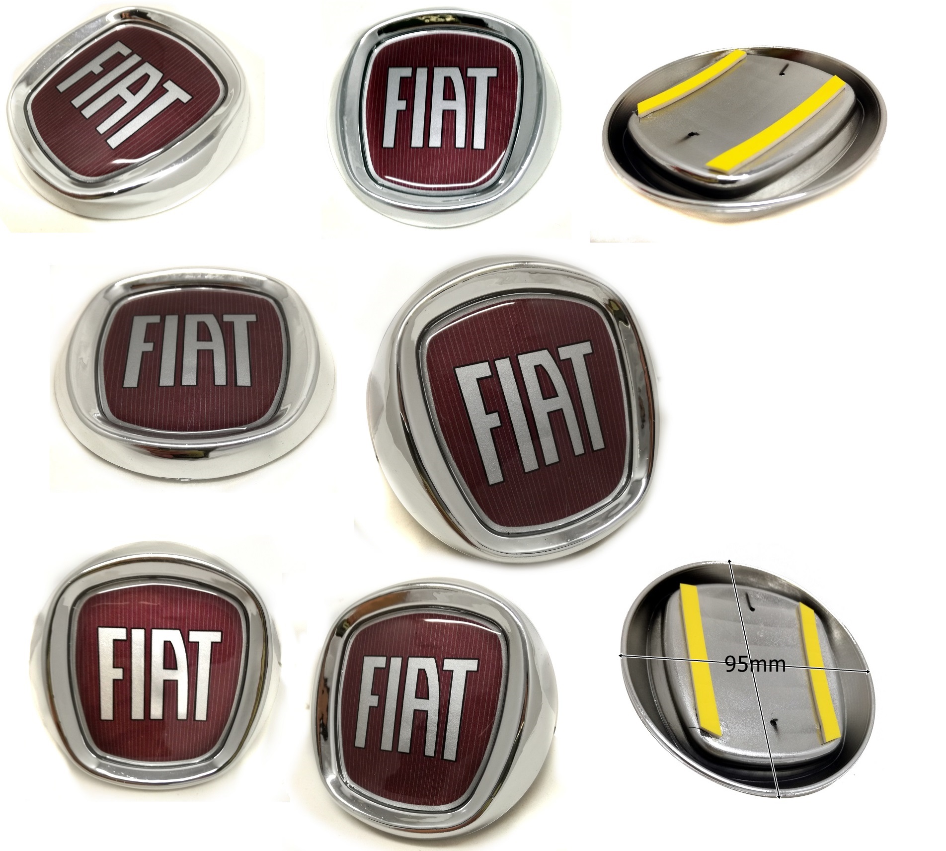 Emblemat znaczek Fiat czerwony 95mm przód tył 6953090310