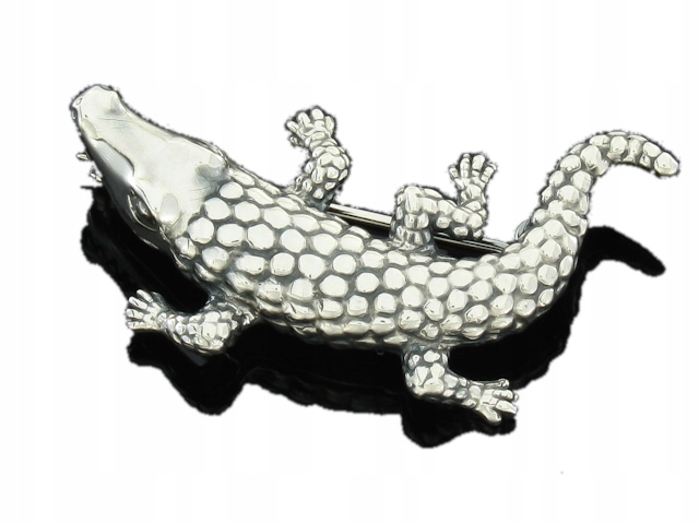 S 0.925 striebro brošňa krokodíla plaz Kajmanov