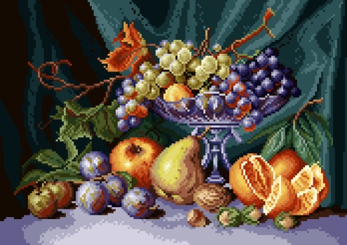 Výšivka křížová sada, kanva+mulina+jehly, 40x28