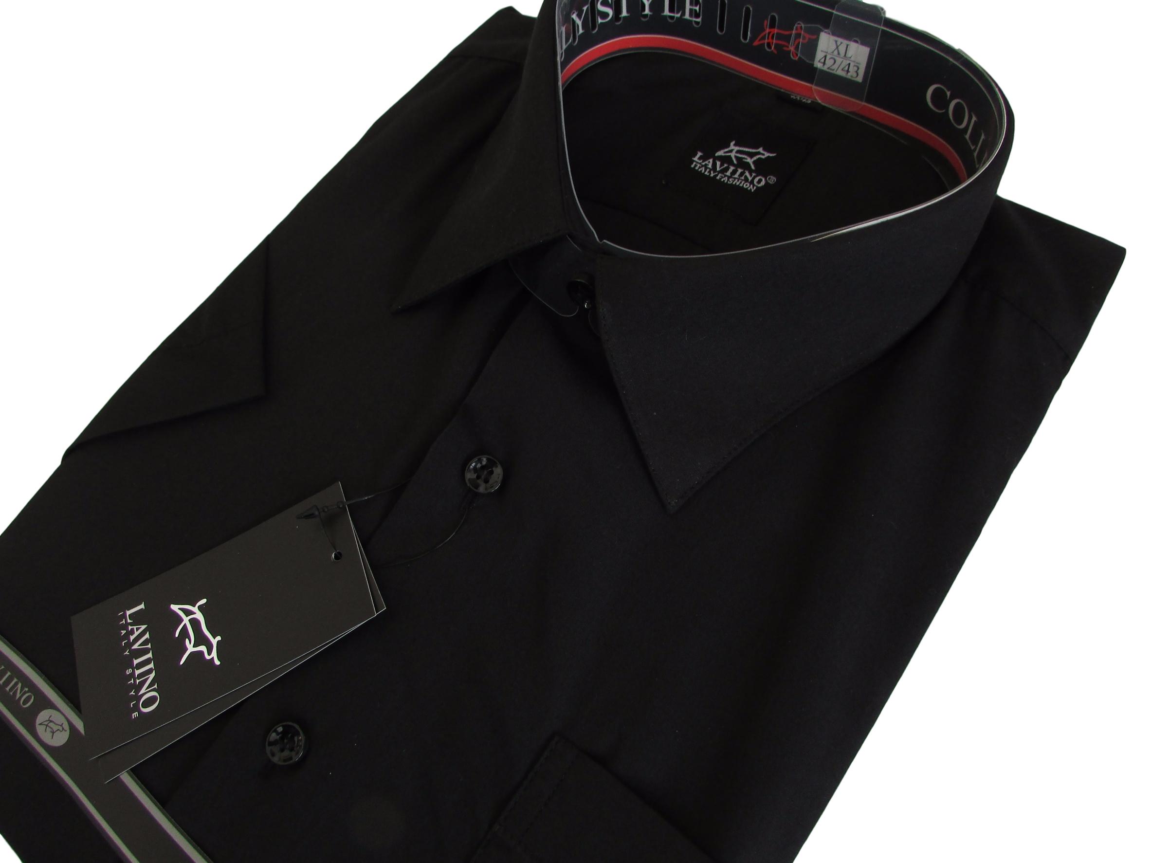 KLASYCZNA CZARNA KOSZULA MĘSKA krótki rękaw 46/47 Rozmiar kołnierzyka 46