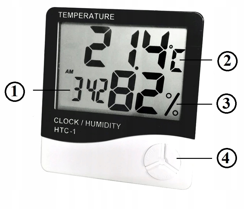 Термометр Stacja pogody гигрометр zegar 5w1 модель HTC-1