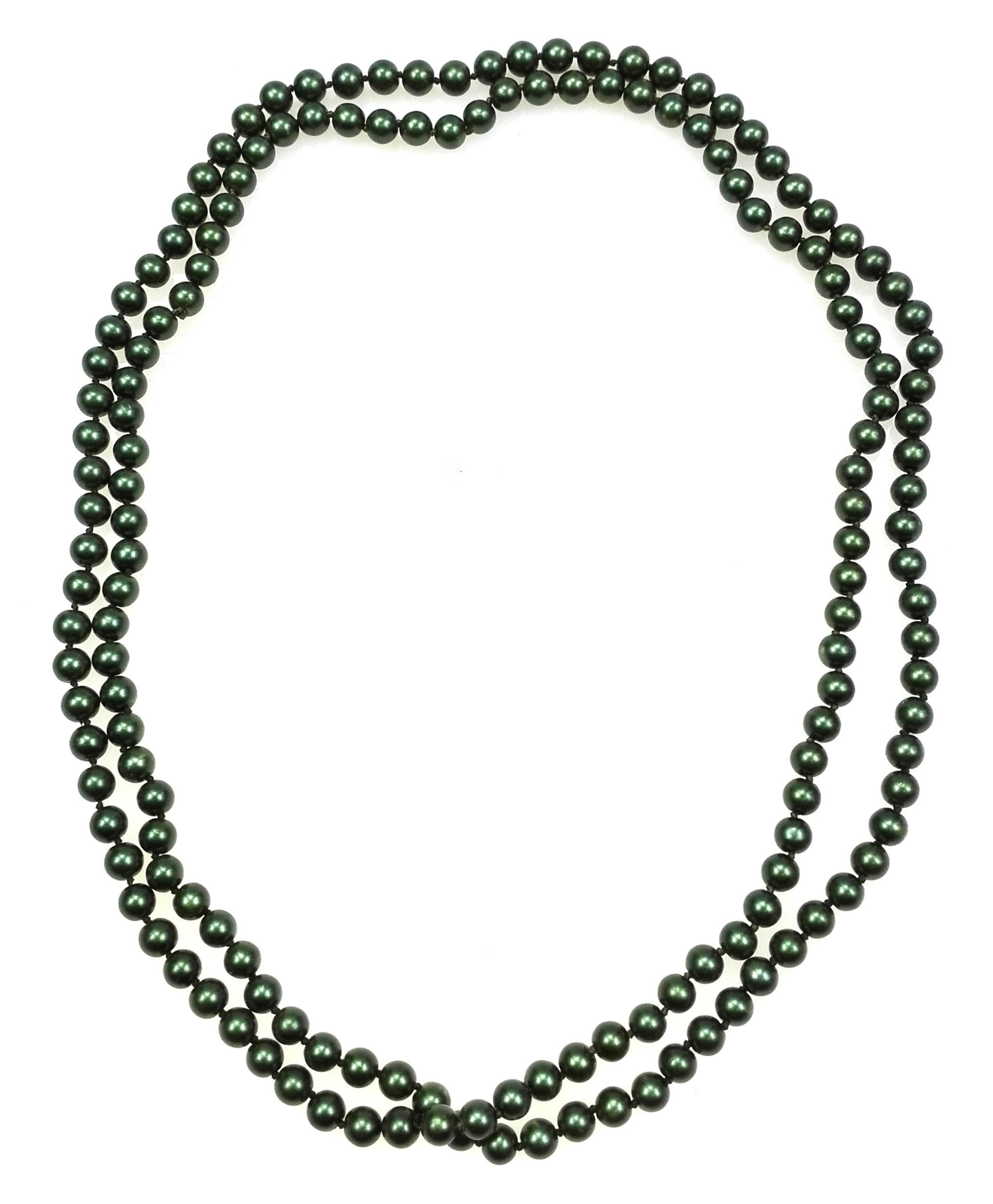 

N051-14 Korale Perły 140 cm ciemnozielony oliwkowy