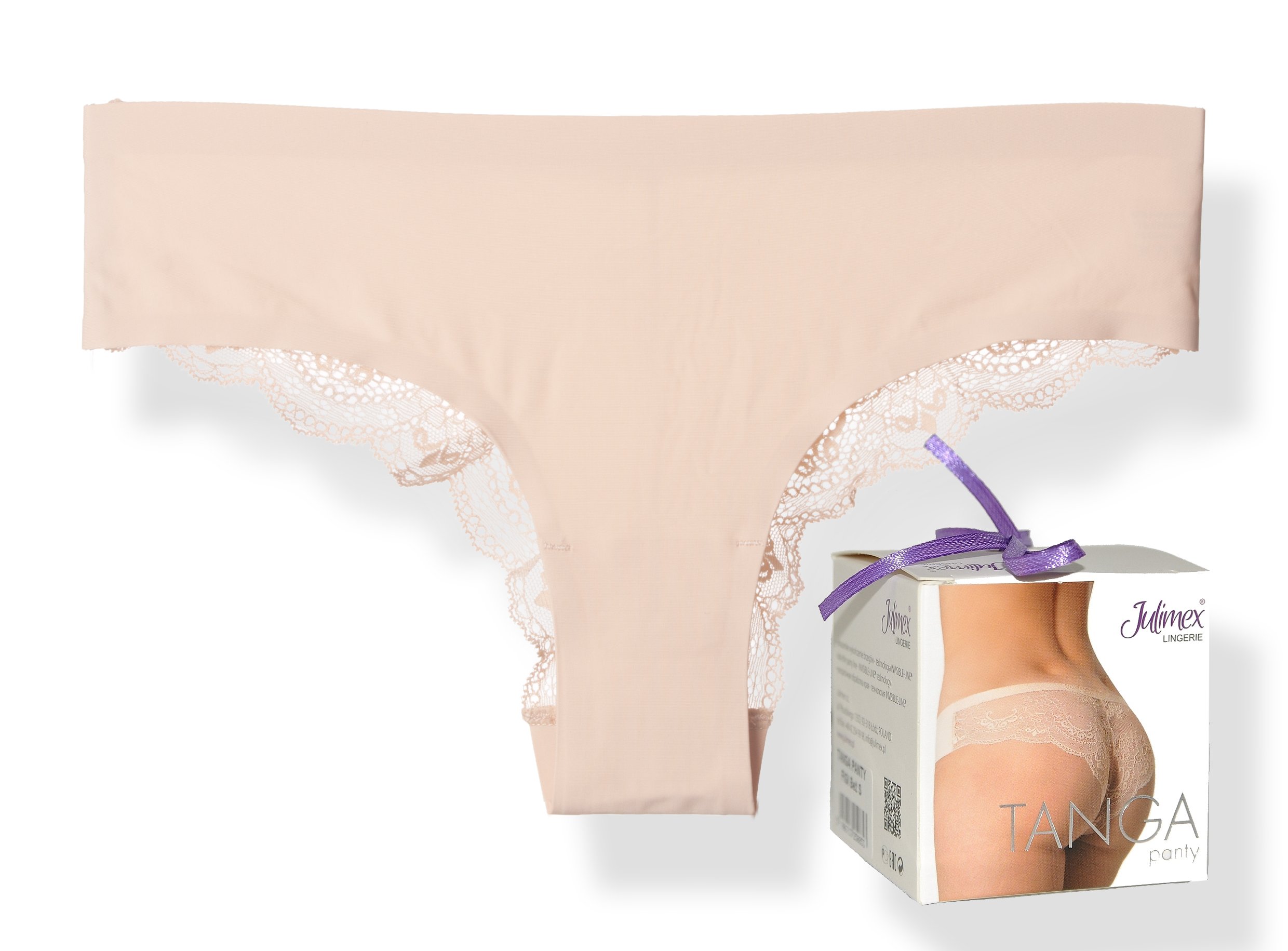

Julimex Tanga koronka bezszwowe beż rozmiar M