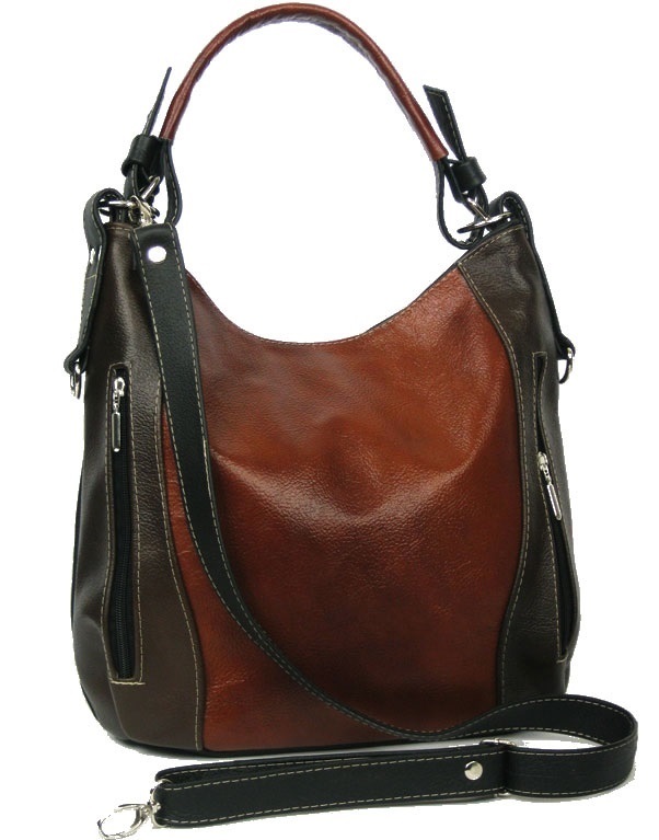 TOREBKA ZE SKÓRY LISTONOSZKA NA RAMIĘ - SKÓRZANA Kolor wielokolorowy