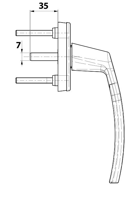 Klamki do okna okien okienne Victory Brąz Ral 8019 Kolor brązowy