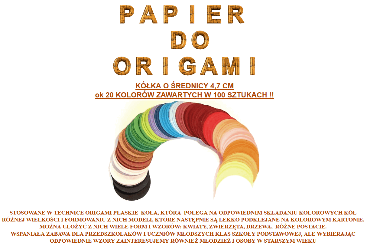 PAPIER DO ORIGAMI - KOŁA 4,7 CM - 100 SZTUK Bohater inny