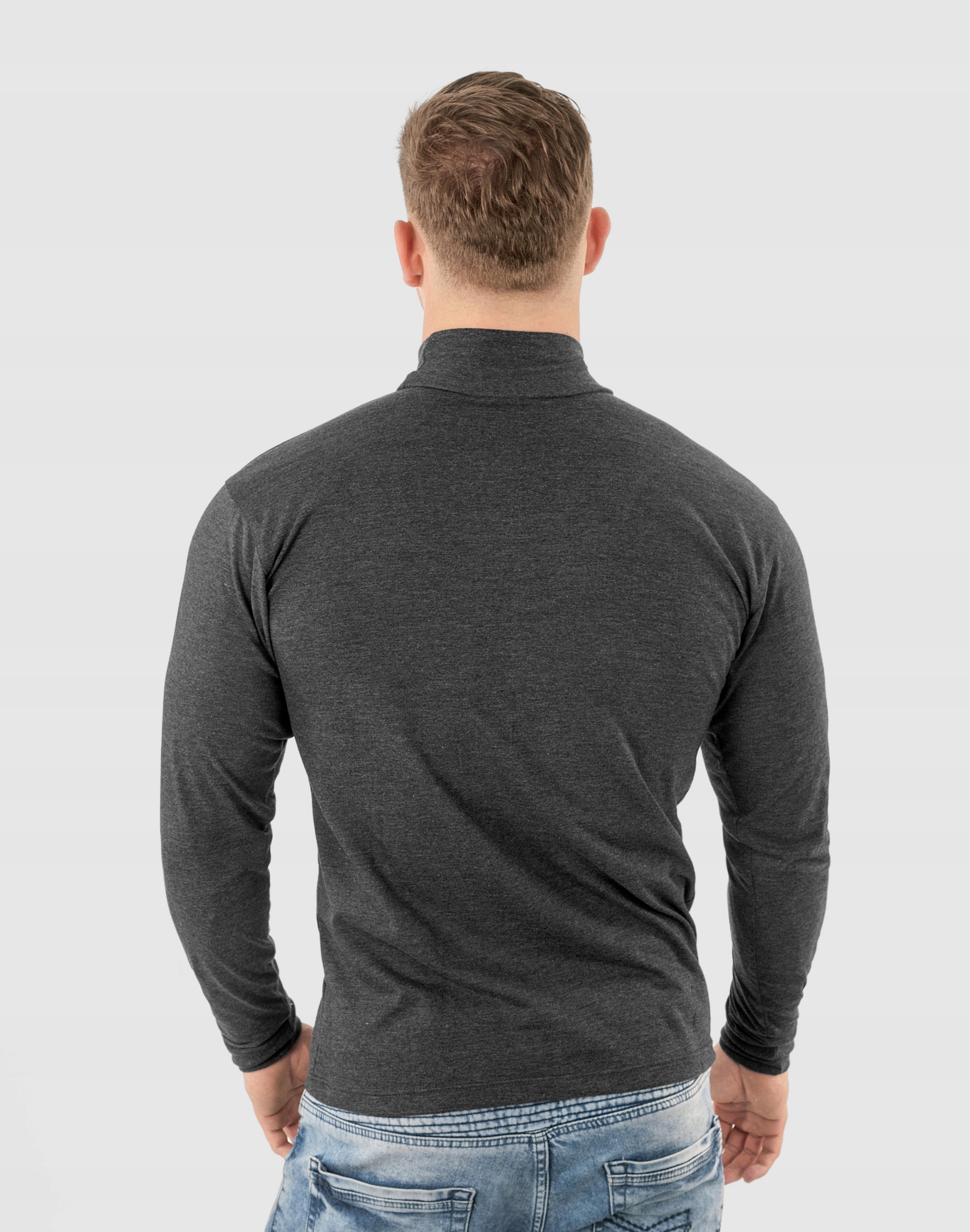 Elegancki Sweter Golf Męski Golfy WXM 3XL antracyt Wzór dominujący bez wzoru