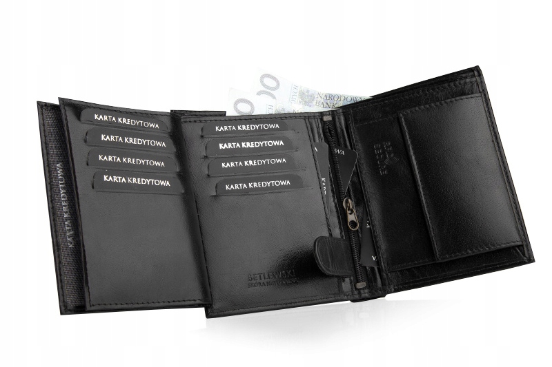 PORTFEL MĘSKI SKÓRZANY Betlewski czarny duży skóra RFID pudełko na prezent Płeć mężczyzna
