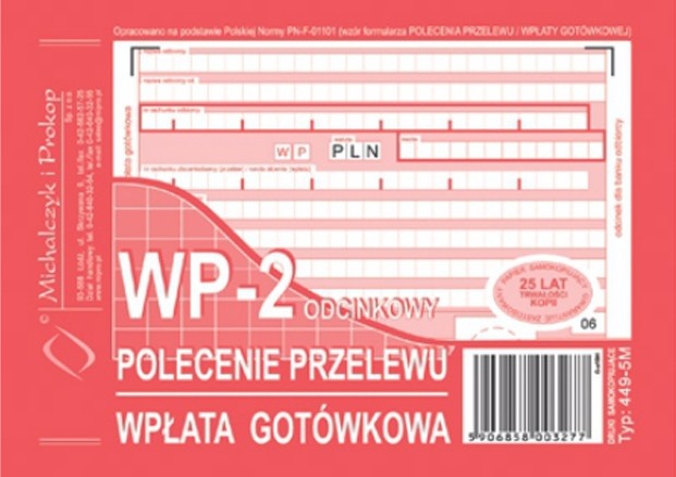 

449-5M Polecenie Przelewu Wpłata Gotówkowa druk