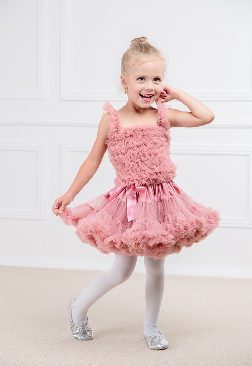 Tulle skirt 104 tutu pettiskirt fluffy PINK with ruffles Manufacturer's code 778366082