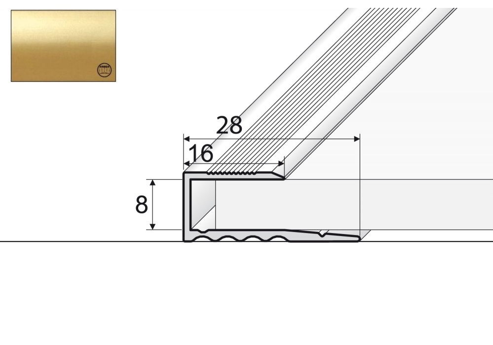 

Aluminiowa listwa zakończeniowa A63, 90cm Złoto