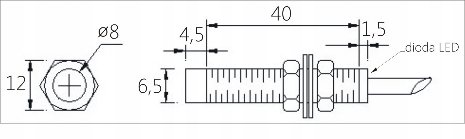 Czujnik Zbliżeniowy Indukcyjny M8 PNP (NC) Sn-2 EAN (GTIN) 4548583549036