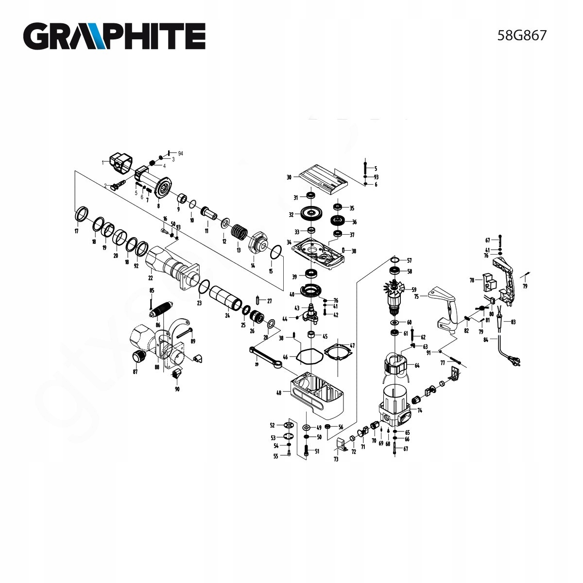 Tłok do młota GRAPHITE 58G867 GRAPHITE Rodzaj tłok
