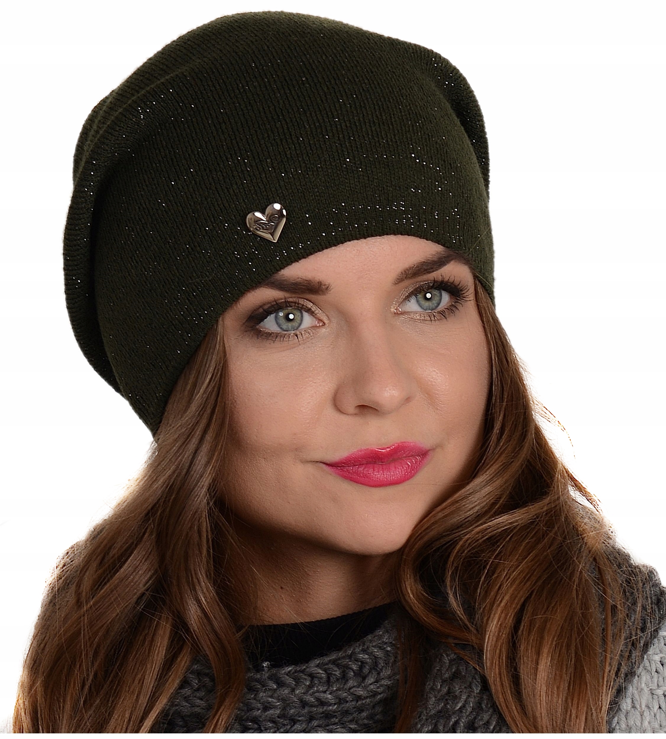 

Modna Polska Czapka z nicią Silver beanie Khaki v2