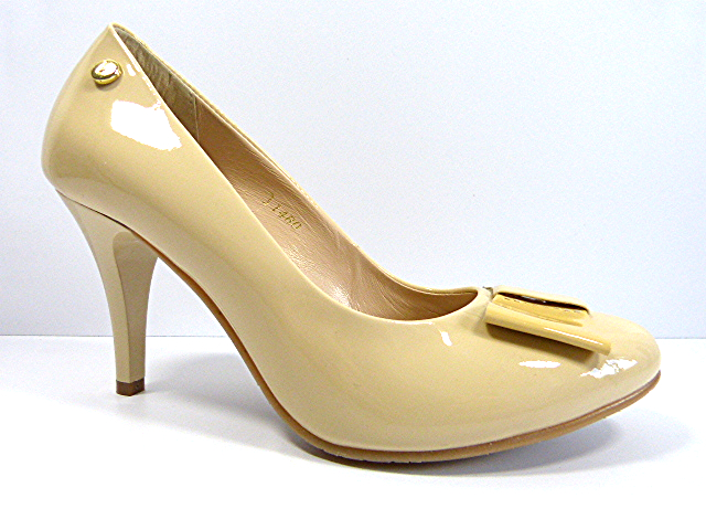 Boty Venezia 38 cremové kožené lodičky na stabilním podpatku