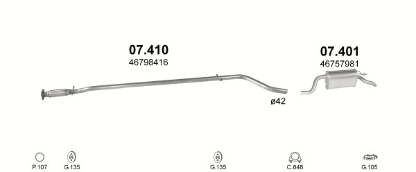 Tłumik końcowy Fiat Punto II poj. 1,2+1,4+obejma Producent części Polmostrów
