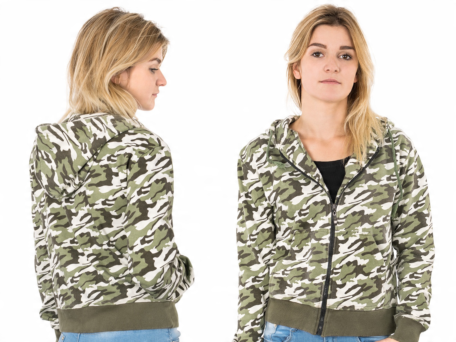 

Bluza Damska Dresowa Moro z Kapturem 6021 L zielon
