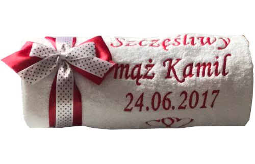 

Gruby Ręcznik 70X140 Z Haftem +Dekoracja