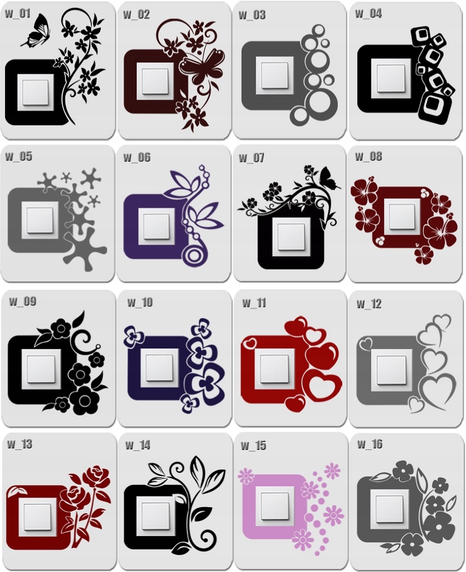 NAKLEJKI na ścianę pod kontakt włącznik gniazdo NAKLEJKA ścienna matowa Kod producenta w